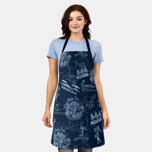  Hawaiian Travel Collage in Indigo Blues Schort (Gedragen)