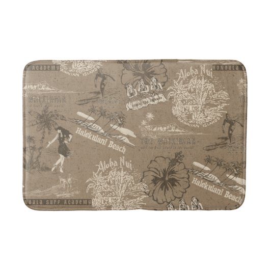  Hawaiian Travel Collage in Taupe Badmat (Voorkant)