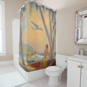  Hawaiian Travel - Hawaii Girl Dancer Douchegordijn (In situ)