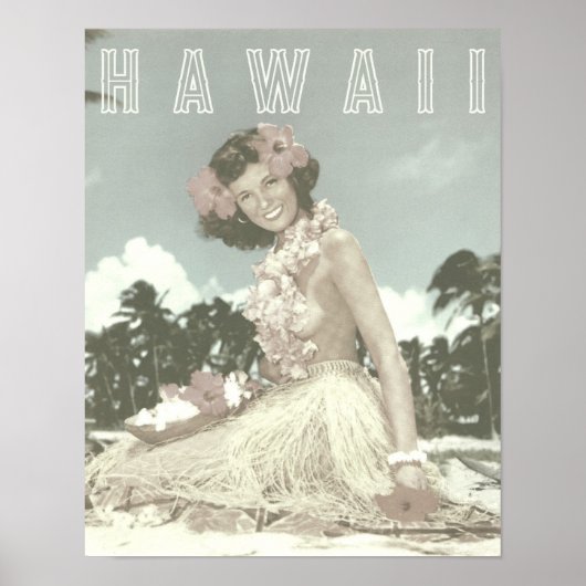  Hawaiian Travel - Hawaii Hula Dancer Poster (Voorkant)