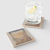  Hawaiian Travel - Hawaii Hula Dancer! Stenen Onderzetter (Zijkant)