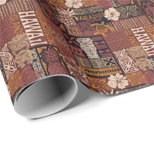 Hawaiian Tribal:  stoffen lappendeken Cadeaupapier (Rol Hoek)