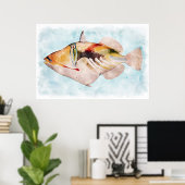 Hawaiian Triggerfish Waterverf Poster (Thuiskantoor)