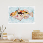 Hawaiian Triggerfish Waterverf Poster (Keuken)