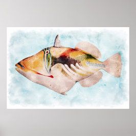 Hawaiian Triggerfish Waterverf Poster