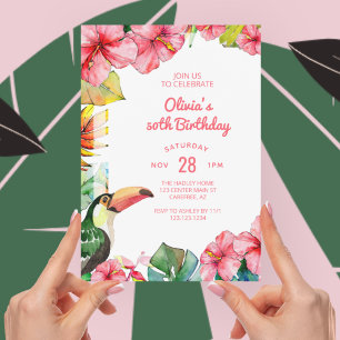 Hawaiian Tropical 50th Birthday Invitation Kaart