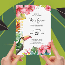 Hawaiian Tropical 50th Birthday Invitation