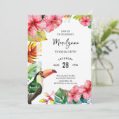 Hawaiian Tropical 50th Birthday Invitation Kaart (Staand voorkant)