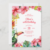 Hawaiian Tropical 50th Birthday Invitation Kaart (Voorkant)