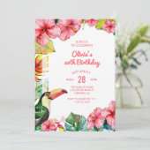 Hawaiian Tropical 50th Birthday Invitation Kaart (Staand voorkant)
