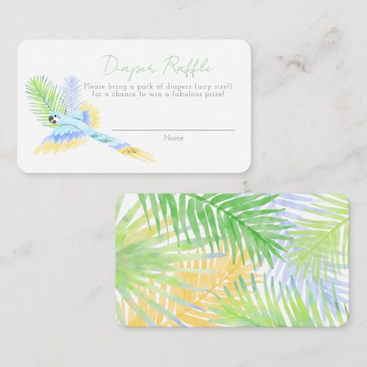 Hawaiian Tropical Birds Baby shower Diaper Raffle Informatiekaartje (Voorkant / Achterkant)