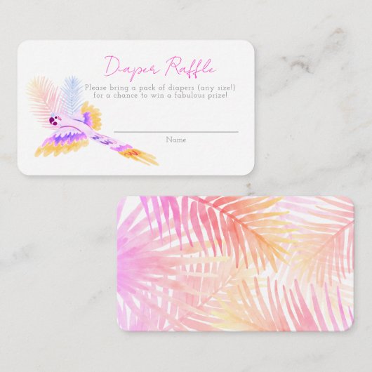 Hawaiian Tropical Birds Baby shower Diaper Raffle Informatiekaartje (Voorkant / Achterkant)
