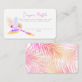 Hawaiian Tropical Birds Baby shower Diaper Raffle Informatiekaartje