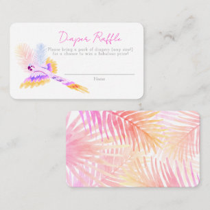 Hawaiian Tropical Birds Baby shower Diaper Raffle Informatiekaartje