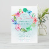 Hawaiian Tropical Blue Bloemenkrans baby shower Kaart (Staand voorkant)