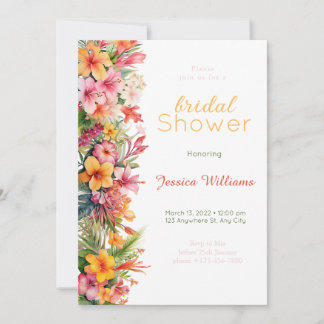 Hawaiian Tropical Bridal Shower Invitation Kaart