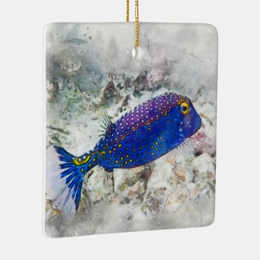 Hawaiian Tropical Fish Waterverf - Boxfish Keramisch Ornament (Rechts)