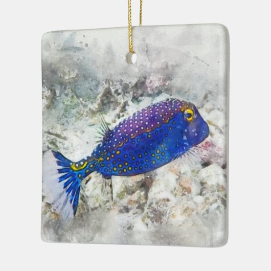 Hawaiian Tropical Fish Waterverf - Boxfish Keramisch Ornament (Links)