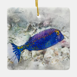 Hawaiian Tropical Fish Waterverf - Boxfish Keramisch Ornament