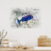 Hawaiian Tropical Fish Waterverf - Boxfish Poster (Keuken)