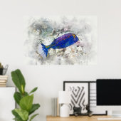 Hawaiian Tropical Fish Waterverf - Boxfish Poster (Thuiskantoor)
