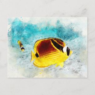 Hawaiian Tropical Fish Waterverf - Butterflyfish Briefkaart