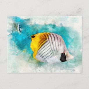 Hawaiian Tropical Fish Waterverf - Butterflyfish Briefkaart