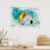 Hawaiian Tropical Fish Waterverf - Butterflyfish Poster (Keuken)