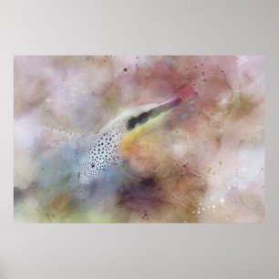 Hawaiian Tropical Fish Waterverf - Hawkfish Poster