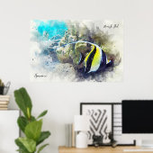 Hawaiian Tropical Fish Waterverf - Moorish Idol Poster (Thuiskantoor)
