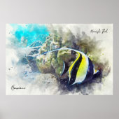 Hawaiian Tropical Fish Waterverf - Moorish Idol Poster (Voorkant)