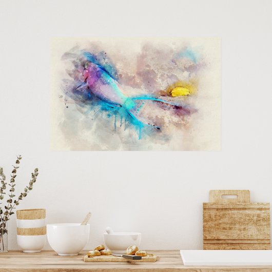 Hawaiian Tropical Fish Waterverf - Parrotfish Poster (Keuken)