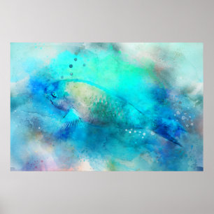 Hawaiian Tropical Fish Waterverf - Parrotfish Poster