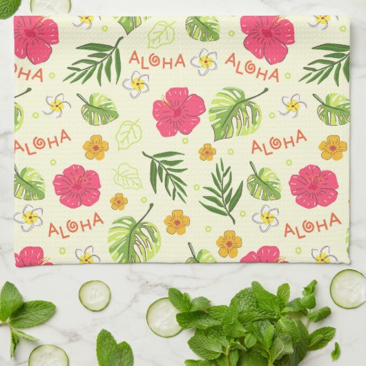 Hawaiian Tropical Floral Aloha Verjaardagsfeest Theedoek (Gevouwen)