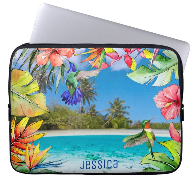 Hawaiian Tropical Floral Beach Laptop Sleeve (Voorkant)