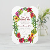 Hawaiian Tropical Floral First Heilige Communie Kaart (Staand voorkant)