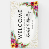 Hawaiian Tropical Floral Gold Glitter Wedding Spandoek (Verticaal)