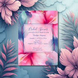 hawaiian tropical floral hibiscus bridal shower  acryl uitnodigingen