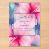 hawaiian tropical floral hibiscus save the date acryl uitnodigingen (Voorkant)