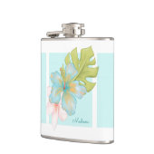 Hawaiian Tropical Floral Patroon met naam Heupfles (Links)