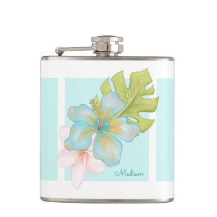Hawaiian Tropical Floral Patroon met naam Heupfles