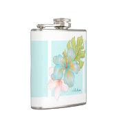 Hawaiian Tropical Floral Patroon met naam Heupfles (Rechts)