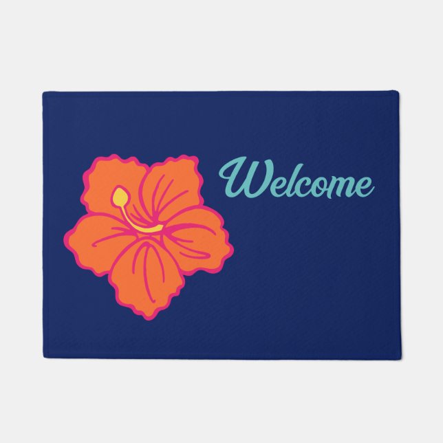 Hawaiian Tropical Flower Doormat Deurmat (Voorkant)