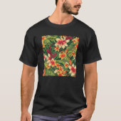 Hawaiian Tropical Flower Leaf Pattern Beach Vacati T-shirt (Voorkant)
