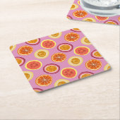 Hawaiian Tropical Fruit Pattern Coaster Pink Kartonnen Onderzetters (Schuin)