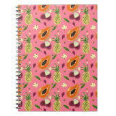 Hawaiian Tropical Fruit Pattern Coral Notebook  Notitieboek (Voorkant)