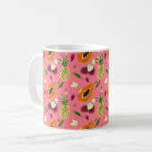 Hawaiian Tropical Fruit Pattern Mug Coral Koffiemok (Voorkant links)
