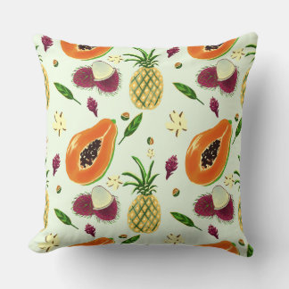 Hawaiian Tropical Fruit Pattern Throw Pillow Cream Kussen