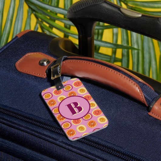 Hawaiian Tropical Fruit Pink Custom Luggage Tag Bagagelabel (Voorkant Insitu 1)