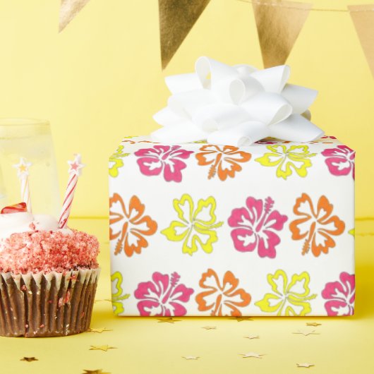 Hawaiian Tropical Hibiscus Flowers Floral print Cadeaupapier (Verjaardagsfeest)